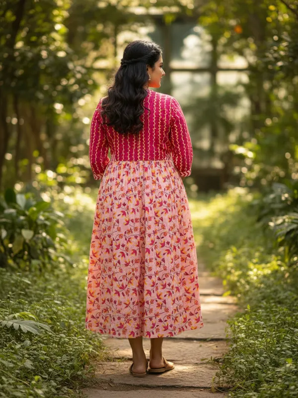 Multicolor_Trendy_Design_Cotton_Rayon_Printed_Gown_Kurta_For_Women