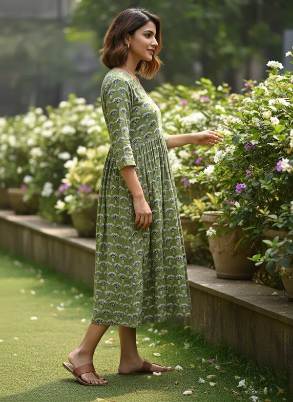 White_Trendy_Design_Viscose_Rayon_Floral_Print_A-Line_Kurta_For_Women