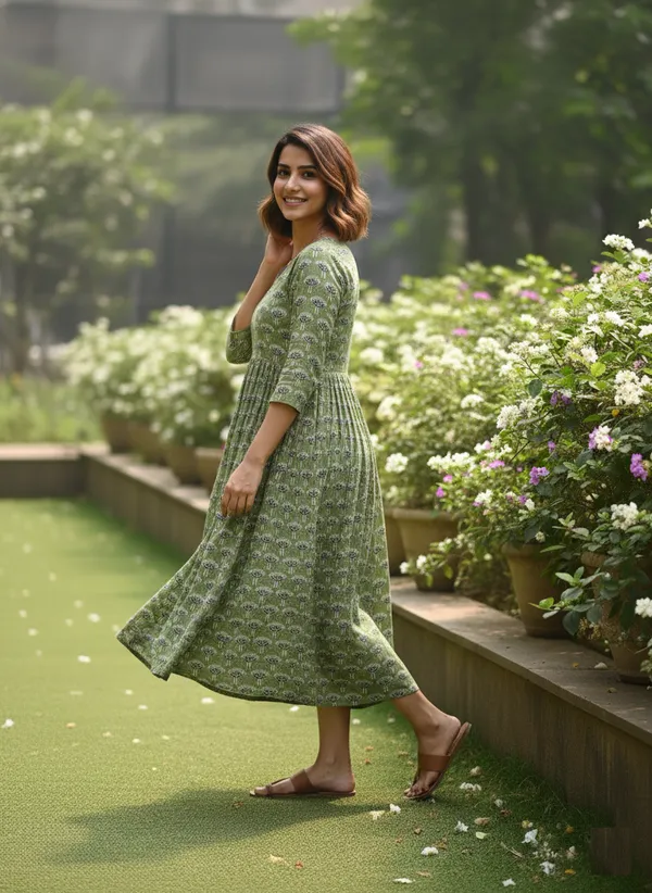 White_Trendy_Design_Viscose_Rayon_Floral_Print_A-Line_Kurta_For_Women