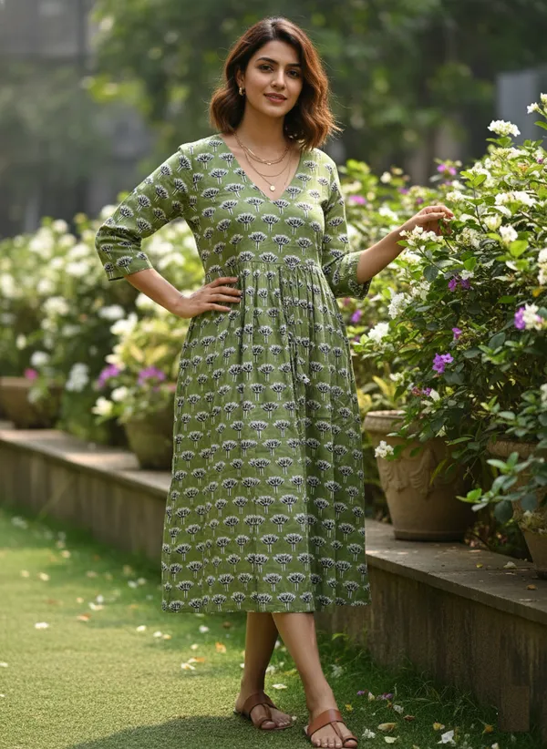 White_Trendy_Design_Viscose_Rayon_Floral_Print_A-Line_Kurta_For_Women