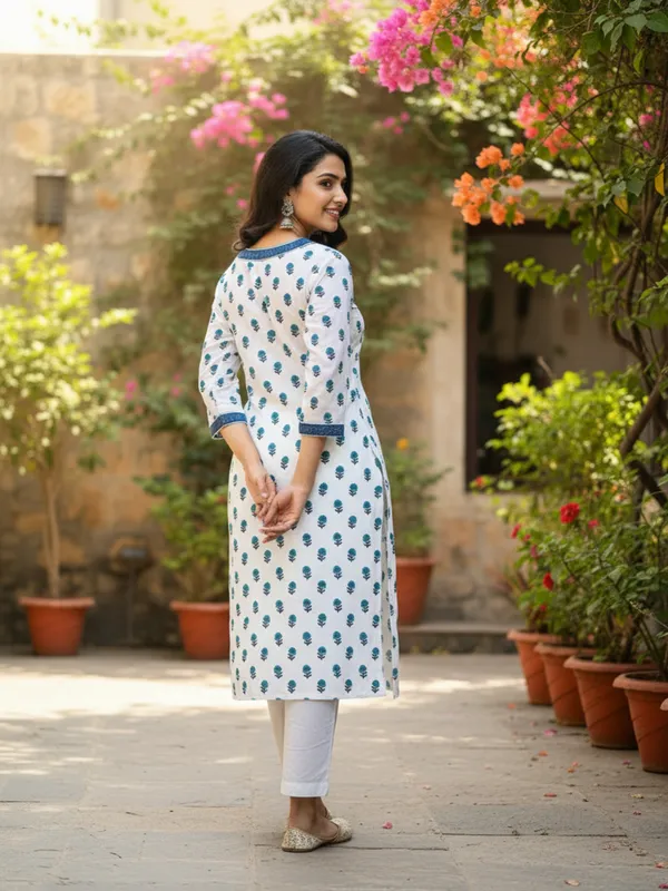 White_Trendy_Design_Viscose_Rayon_Printed_Straight_Kurta_For_Women