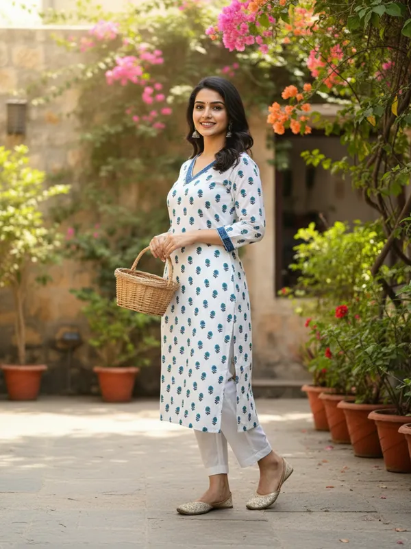 White_Trendy_Design_Viscose_Rayon_Printed_Straight_Kurta_For_Women
