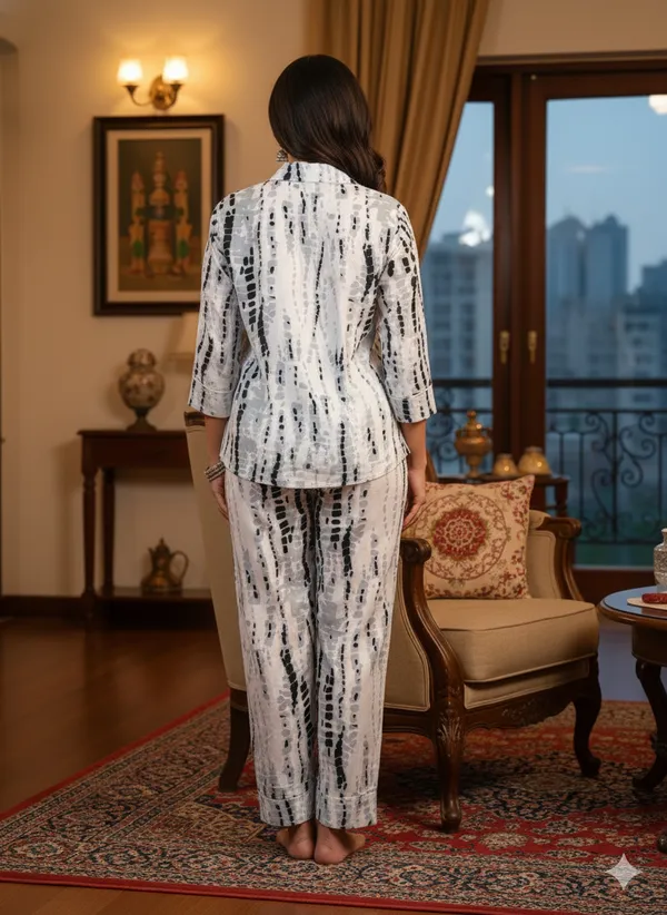 White_Trendy_Design_Viscose_Rayon_Printed_Shirt_&_Pyjama_Set_For_Women