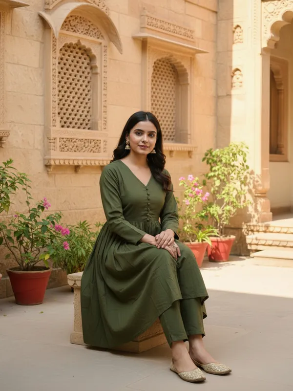 Green_Trendy_Design_Viscose_Rayon_Kurta_Pant_Set_For_Women