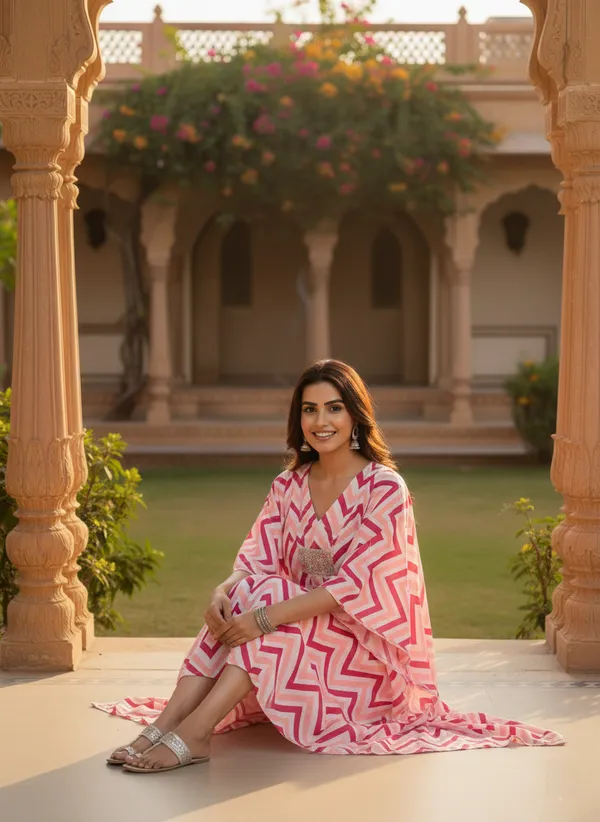 Pink_Trendy_Design_Rayon_Kaftan_For_Women