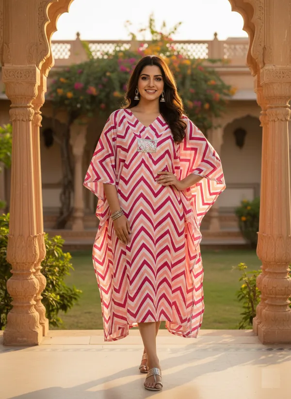 Pink_Trendy_Design_Rayon_Kaftan_For_Women