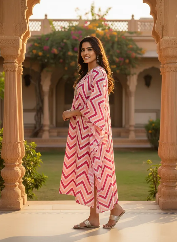 Pink_Trendy_Design_Rayon_Kaftan_For_Women