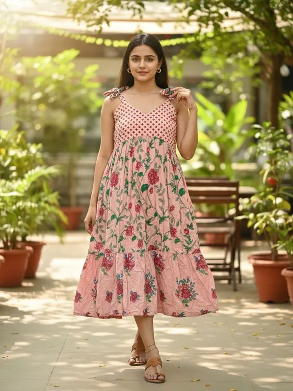 Pink_Trendy_Design_Cotton_Rayon_Floral_Print_A-Line_Kurta_For_Women