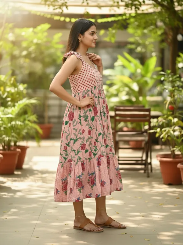 Pink_Trendy_Design_Cotton_Rayon_Floral_Print_A-Line_Kurta_For_Women