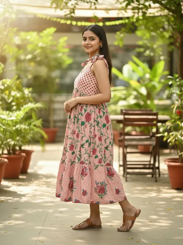 Pink_Trendy_Design_Cotton_Rayon_Floral_Print_A-Line_Kurta_For_Women