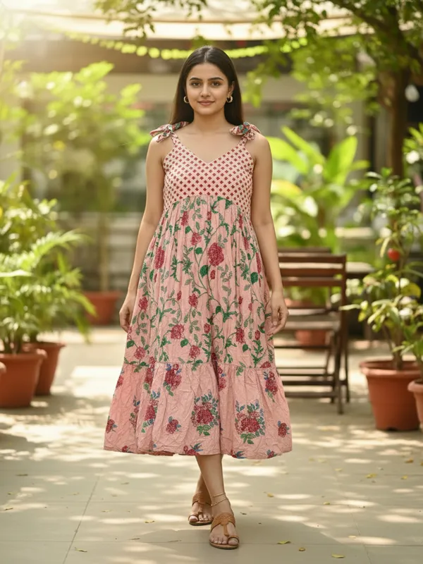 Pink_Trendy_Design_Cotton_Rayon_Floral_Print_A-Line_Kurta_For_Women