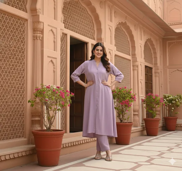 Purple_Trendy_Design_Viscose_Rayon_Kurta_Pant_Set_For_Women