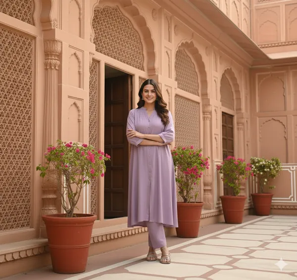 Purple_Trendy_Design_Viscose_Rayon_Kurta_Pant_Set_For_Women