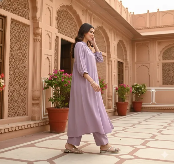 Purple_Trendy_Design_Viscose_Rayon_Kurta_Pant_Set_For_Women
