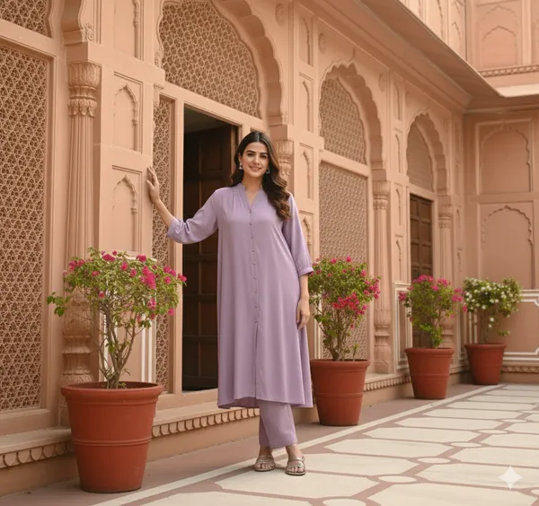 Purple_Trendy_Design_Viscose_Rayon_Kurta_Pant_Set_For_Women