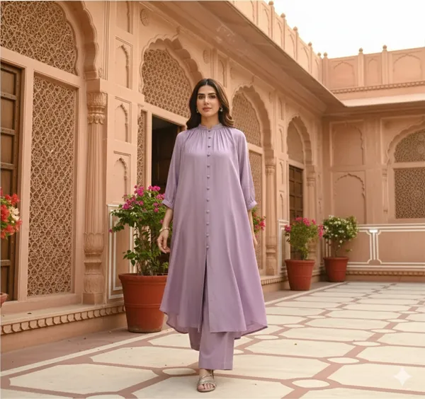 Purple_Trendy_Design_Viscose_Rayon_Kurta_Pant_Set_For_Women