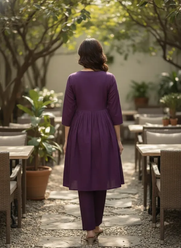 Maroon_Trendy_Design_Viscose_Rayon_Kurta_Pant_Set_For_Women