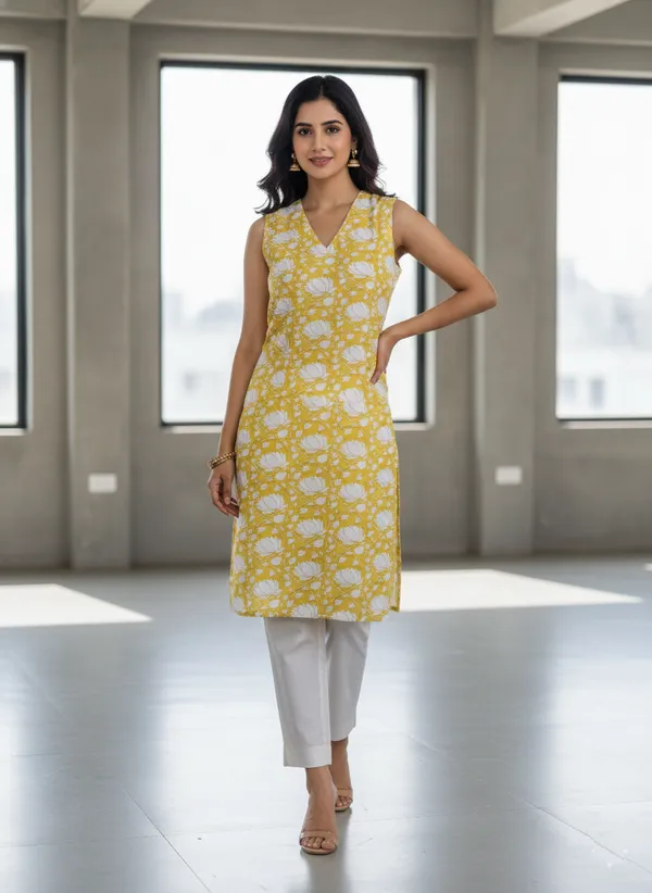 White_Trendy_Design_Viscose_Rayon_Printed_Straight_Kurta_For_Women