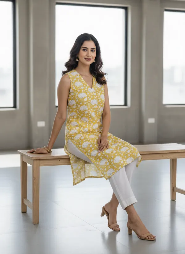 White_Trendy_Design_Viscose_Rayon_Printed_Straight_Kurta_For_Women
