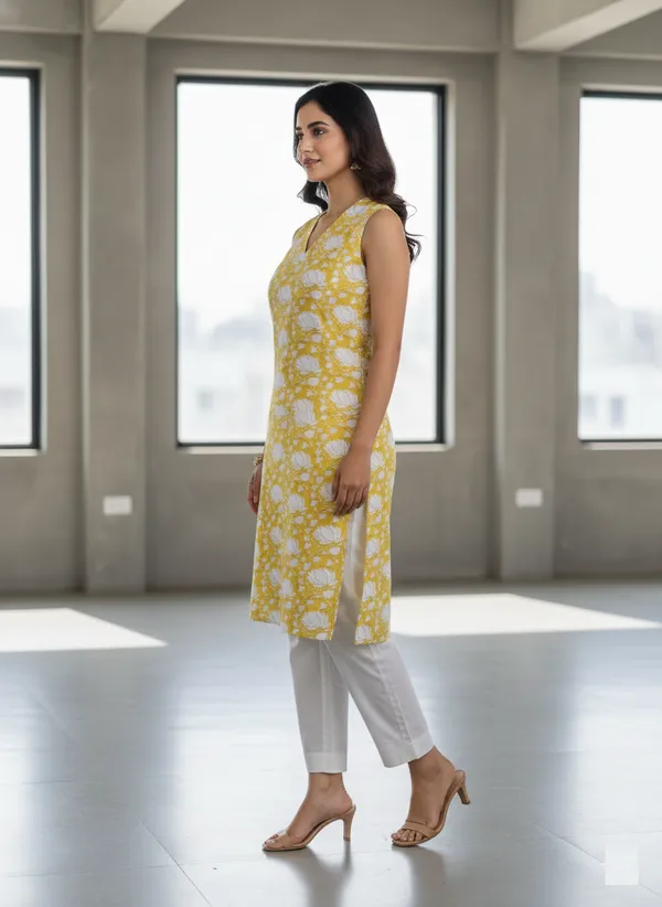 White_Trendy_Design_Viscose_Rayon_Printed_Straight_Kurta_For_Women