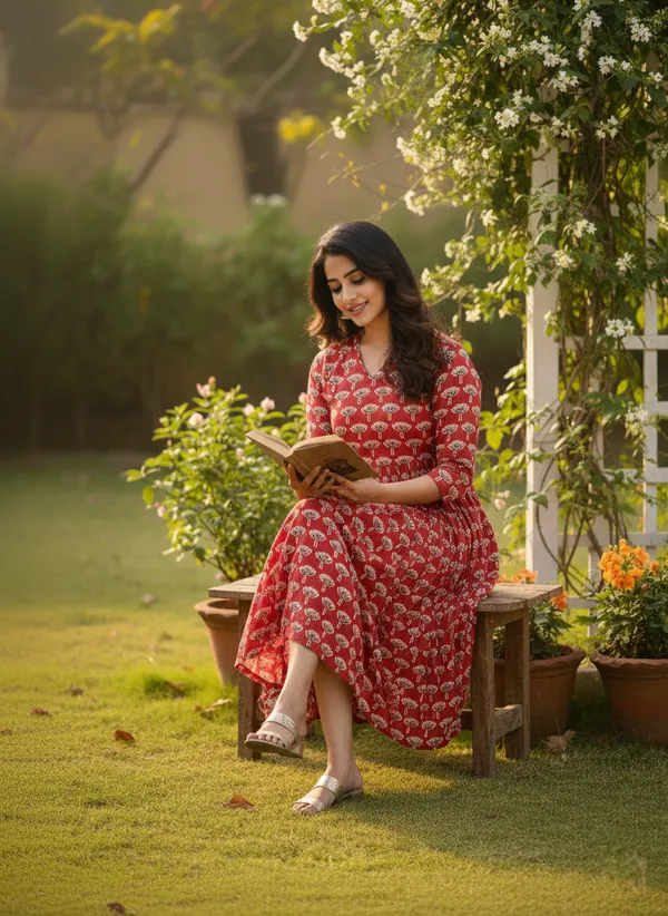Red_Trendy_Design_Cotton_Rayon_Floral_Print_Gown_Kurta_For_Women