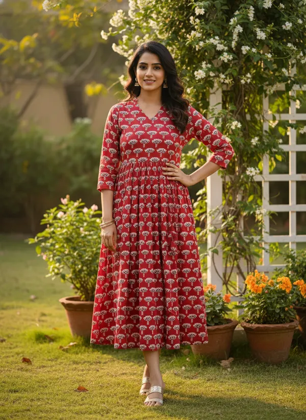 Red_Trendy_Design_Cotton_Rayon_Floral_Print_Gown_Kurta_For_Women