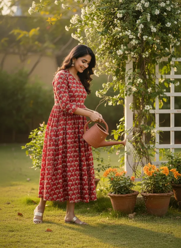Red_Trendy_Design_Cotton_Rayon_Floral_Print_Gown_Kurta_For_Women