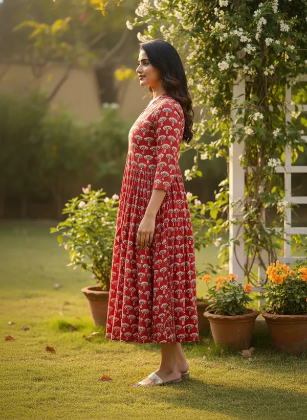 Red_Trendy_Design_Cotton_Rayon_Floral_Print_Gown_Kurta_For_Women