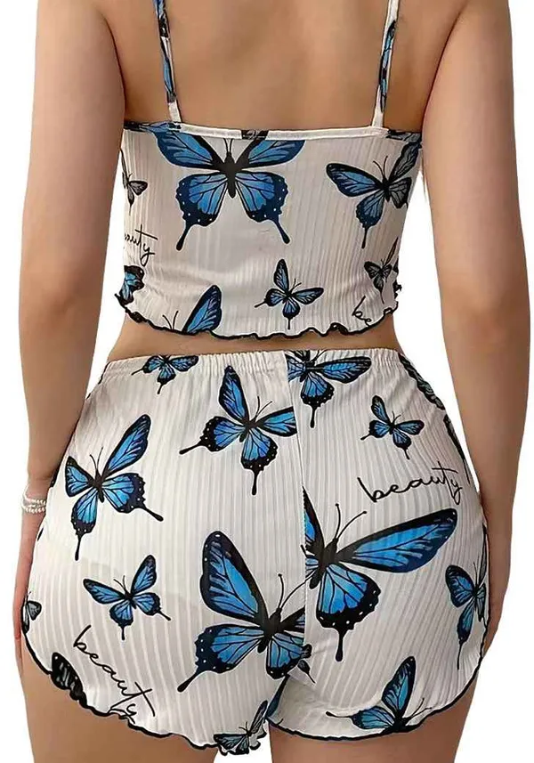 Butterfly_Print_Women's_Pajama_Set_-_Cute_2-Piece_Sleepwear_with_Camisole_and_Shorts_for_Summer_Lounge,_Women_Night_Cami_Top_and_Shorts_for_Night_Wear