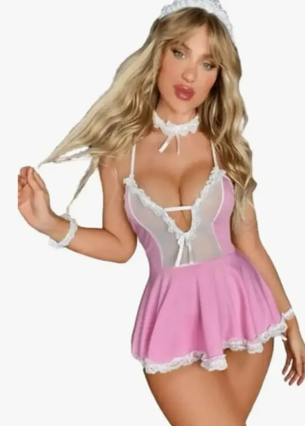 Pink_Polycotton_Self_Design_Babydoll_For_Women