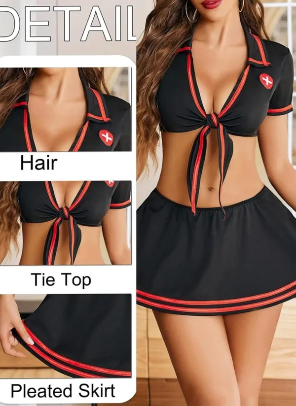 Roleplay_Costume_Sexy_Nurse_Lingerie_for_Women__Lingerie_Set_Nurse_Cosplay_Outfits_with_Tie_Top_and_Mini_Pleated_Skirt_Set