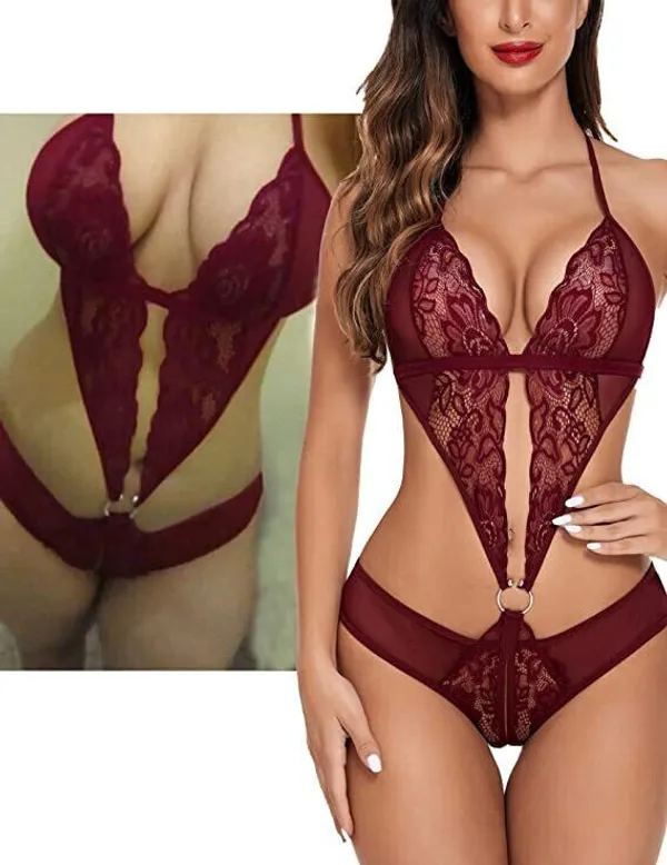 Maroon_Net_Self_Design_Babydoll_For_Women