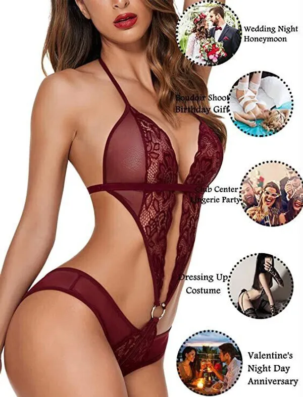 Maroon_Net_Self_Design_Babydoll_For_Women
