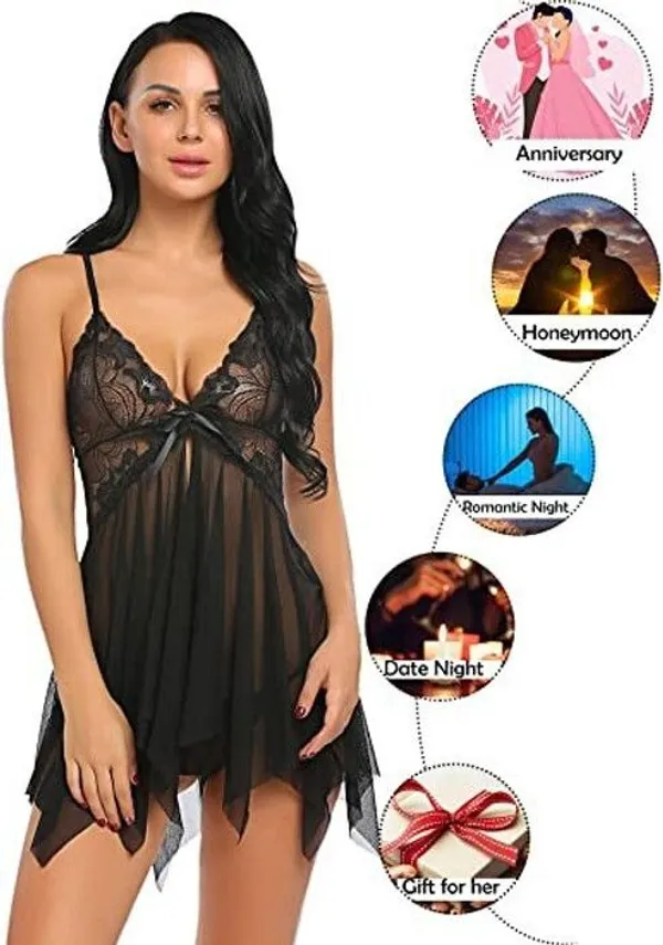 Black_Net_Self_Design_Babydoll_For_Women