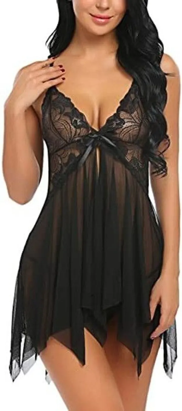 Black_Net_Self_Design_Babydoll_For_Women