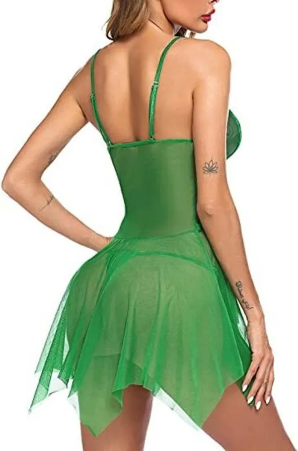 Green_Net_Self_Design_Babydoll_For_Women