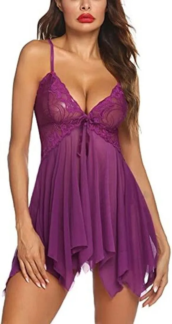 Purple_Net_Self_Design_Babydoll_For_Women