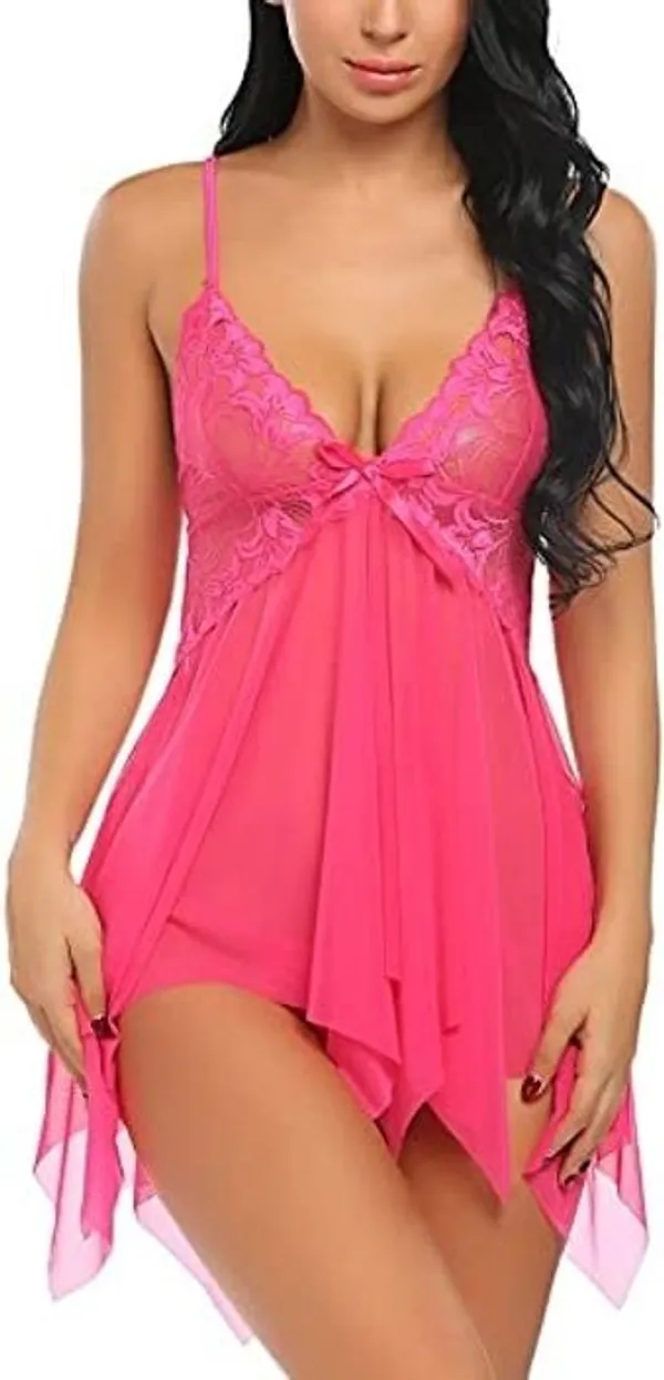 Pink_Net_Self_Design_Babydoll_For_Women