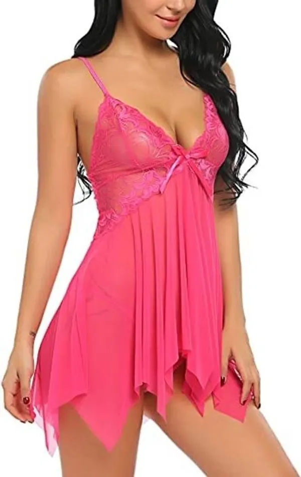 Pink_Net_Self_Design_Babydoll_For_Women