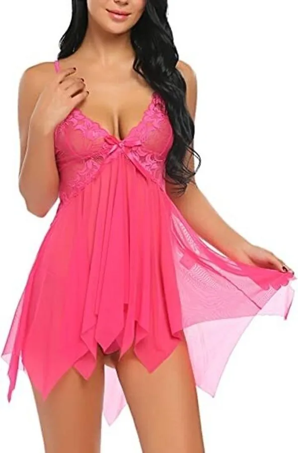 Pink_Net_Self_Design_Babydoll_For_Women