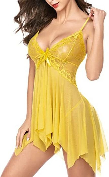 Yellow_Net_Self_Design_Babydoll_For_Women
