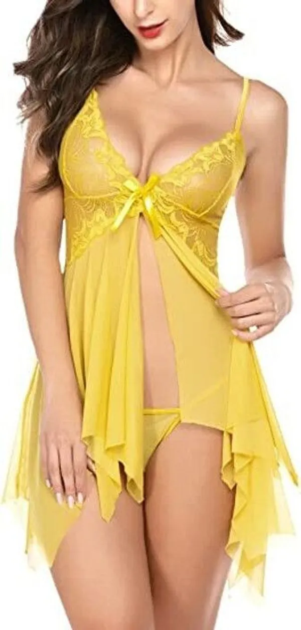 Yellow_Net_Self_Design_Babydoll_For_Women