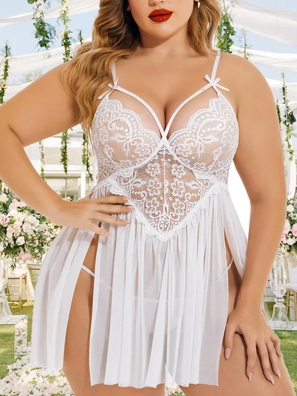 Lingerie_Lace_Babydoll_Womens_Strap_Chemise_Nightgown_V_Neck_Nighty_Mesh_Sleepwear_Side_Slit_Nightdress