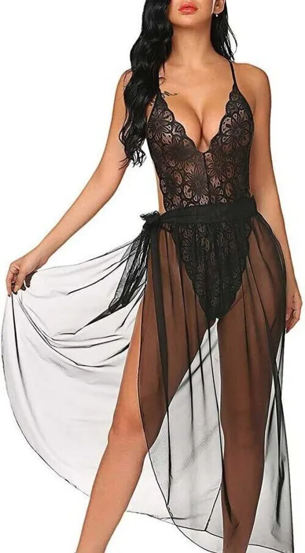 Black_Net_Self_Design_Babydoll_For_Women