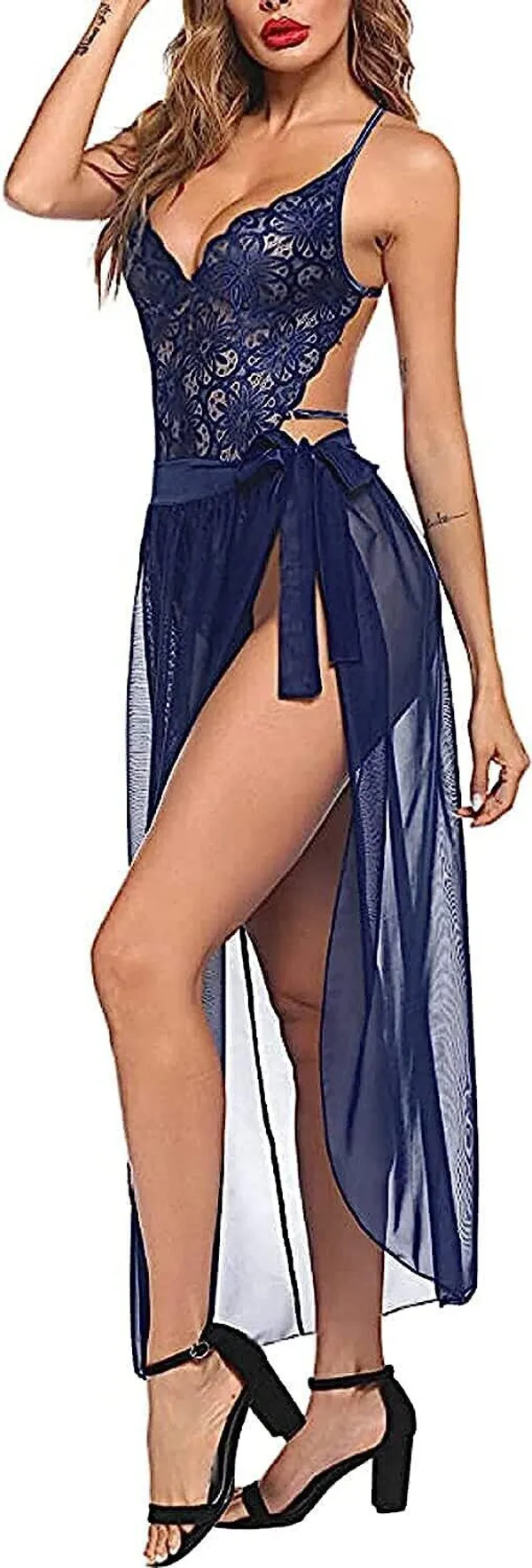 Blue_Net_Self_Design_Babydoll_For_Women