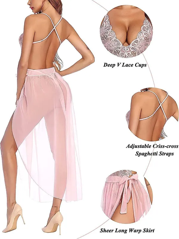 Pink_Net_Self_Design_Babydoll_For_Women
