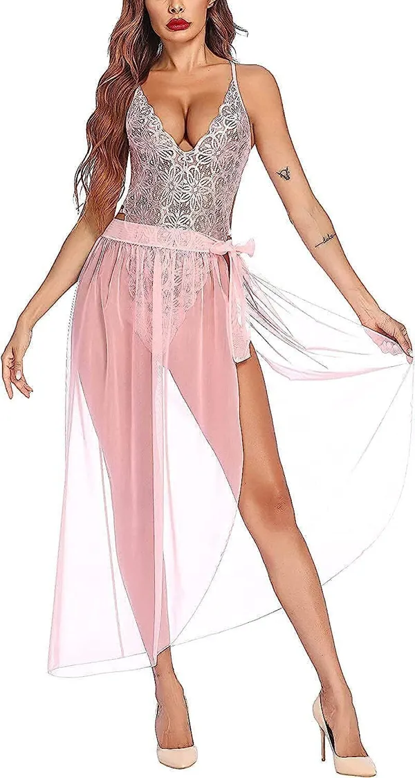 Pink_Net_Self_Design_Babydoll_For_Women