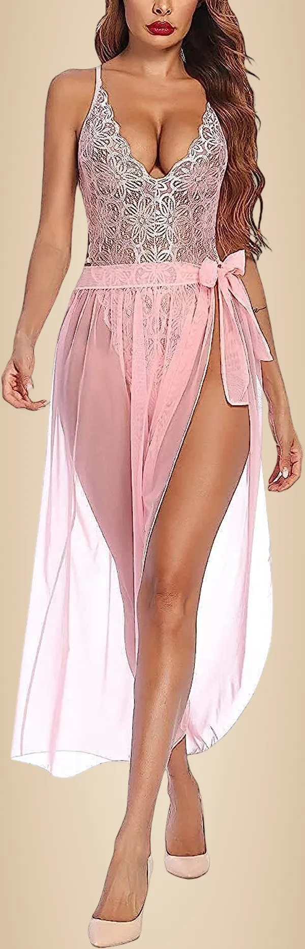 Pink_Net_Self_Design_Babydoll_For_Women