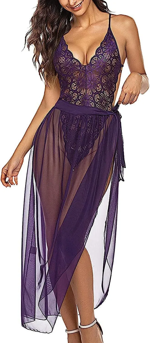 Purple_Net_Self_Design_Babydoll_For_Women