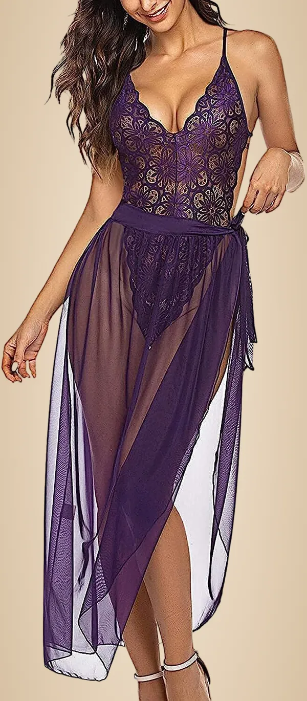 Purple_Net_Self_Design_Babydoll_For_Women